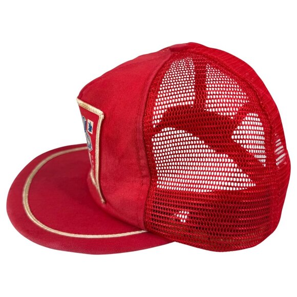 VTG Genuine Budweiser Racing Trucker Hat Red Mesh Snapback Patch Flat Bill USA - Picture 6 of 9